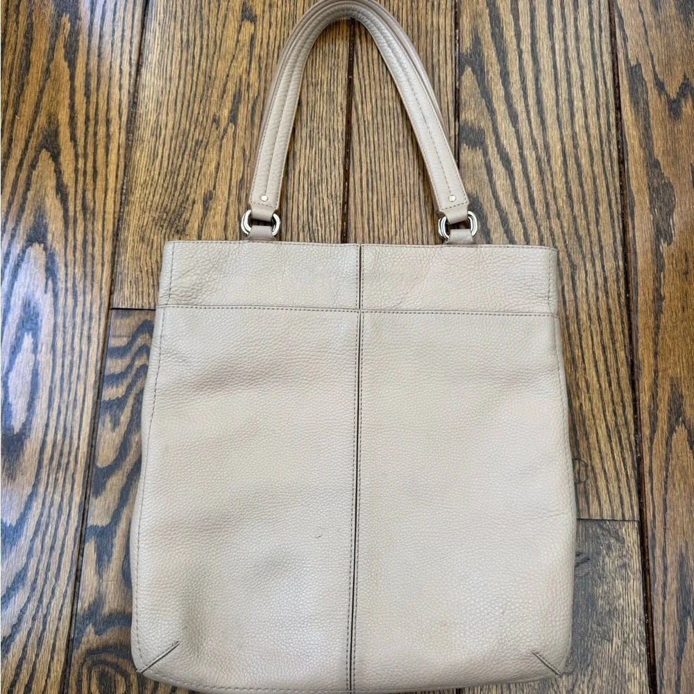 Cole Haan Elegant Beige Leather Tote Bag